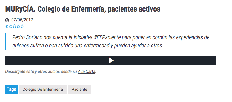 FFPaciente en Radio Regional de Murcia